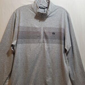 Travis Mathew Medium Tequila Sunrise Grey Half Zip Pullover Golf Shirt NEW